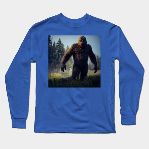 Sasquatch in Nature Long Sleeve T-Shirt by Grassroots Green